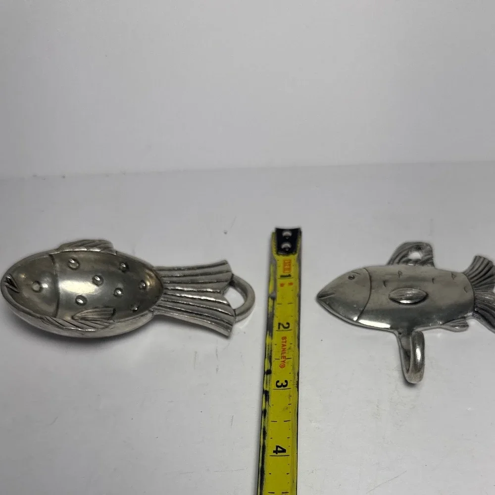 Basic Spirit Canada Pewter Fish Wall Hook & Fish Bottle Opener Nautical Lot of 2